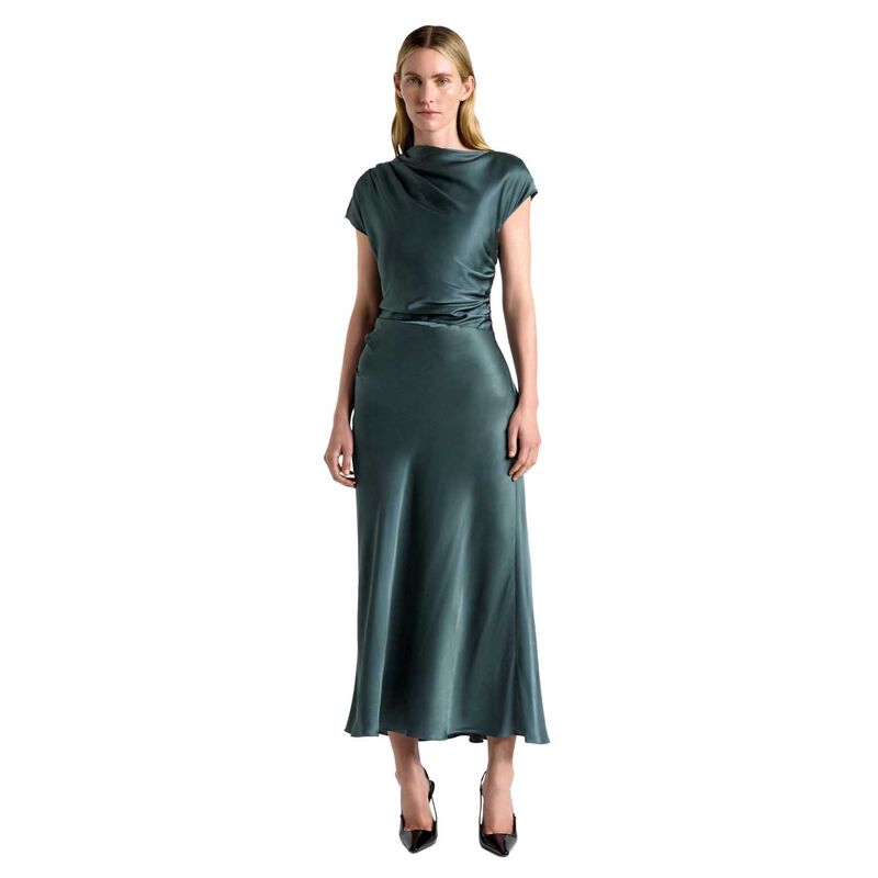 Cue Viscose Satin Draped Midi Dress image number 0